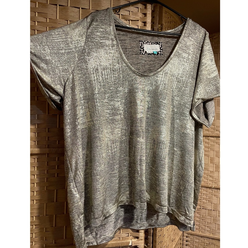 Anthropologie Silver Metallic Shirt 3X